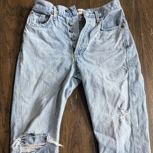 AGOLDE Light Wash Relaxed Straight Jeans with Button Fly